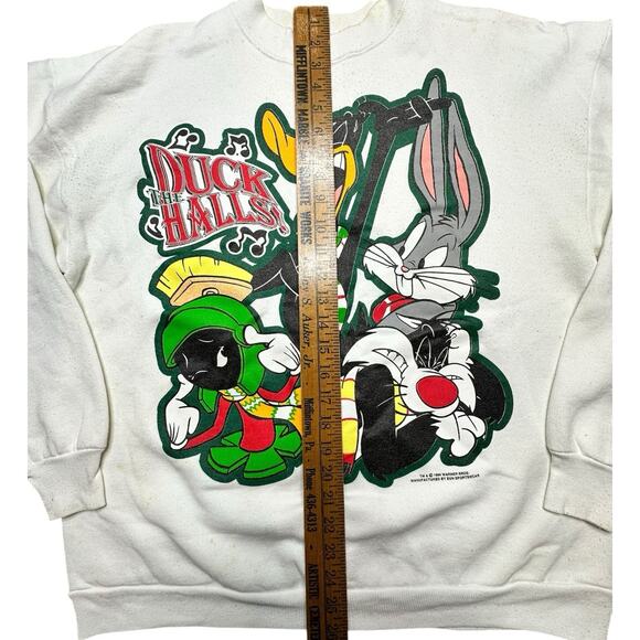 Vintage 1994’s Warner Bros Duck The Halls Lonney Tunes Crewneck/Pullover Size XL - Picture 4 of 11